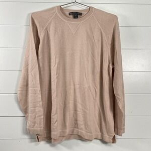 Saks Fifth Avenue Sweater Mens Large Pink Cashmere Silk Crewneck Pullover Soft